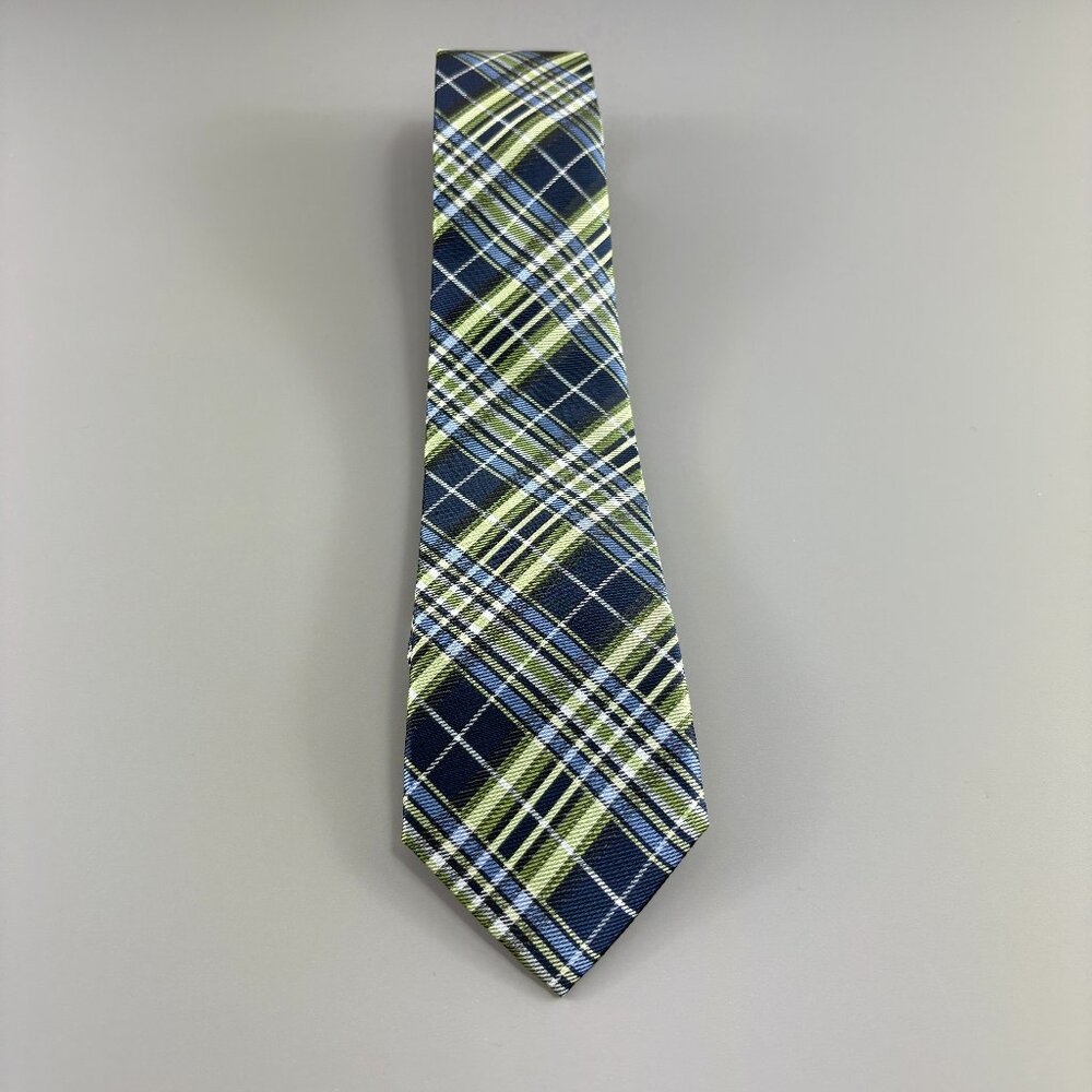 Pierre Cardin Green / Blue Plaid Slim Men's Tie 3" x 59"
